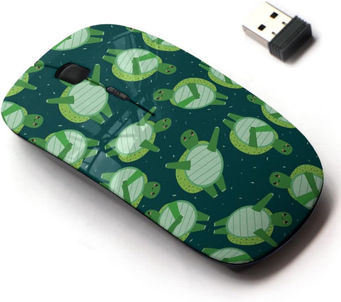 2.4G Wireless Mouse with Cute Pattern Design for All Laptops and Desktops with Nano Receiver - Turtles Backdrop Colorful