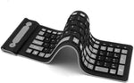 Wireless Silicone Keyboard, Foldable Rollup Flexible Keyboard, Full Size 107 Keys with Number Pad Waterproof/Dustproof Typing Soft Touch Portable Travel Keyboard for PC/Notebook/Laptop/Computer/Tablet