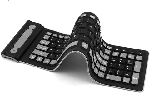 Wireless Silicone Keyboard, Foldable Rollup Flexible Keyboard, Full Size 107 Keys with Number Pad Waterproof/Dustproof Typing Soft Touch Portable Travel Keyboard for PC/Notebook/Laptop/Computer/Tablet