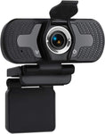 JALEBRO 1080P Webcam with Microphone & Privacy Cover, Full HD Webcam for Computers PC Laptop, USB Plug and Play, Study Video Teaching, Work from Home Webcam Skype, Wide Angle Lens & Large Sensor