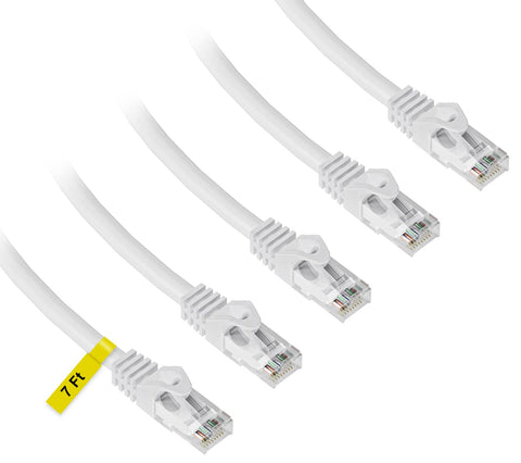 iwillink Cat6 Ethernet Cable 7 ft (5 Pack),Support POE High Speed Cat6 Cat 5e Cat 5 Network Patch Cord - RJ45, Stranded, UTP, POE, Pure Bare Copper Wire, 26AWG - White