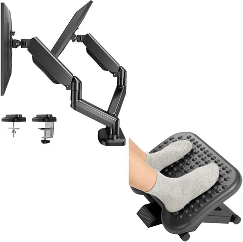 HUANUO Adjustable Under Desk Footrest, HUANUO Dual Monitor Arm for 13 to 27 inch