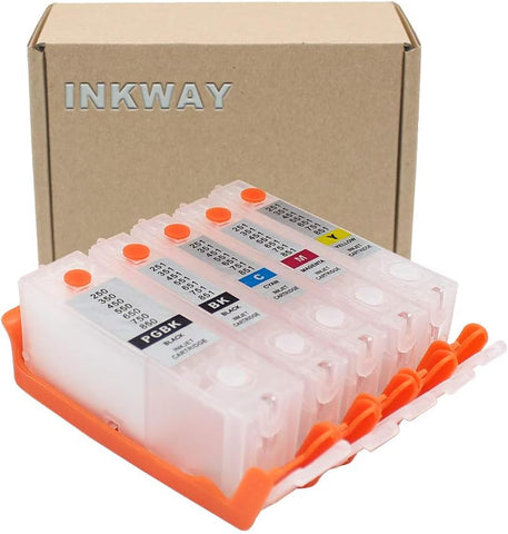 INKWAY Compatible Canon Pgi-250 Cli-251 PGI-250xl CLI-251xl Empty Refillable Ink Cartridges Replacement for PIXMA MG5420 IP7220 MX722 MX922 MG5520 MG6420 MG5620 MG6620 MG5522 iX6820 Printer