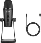 BOYA BY-PM700 Desktop USB Microphone for Computer with Four Pickup Patterns, Headphone Output and Volume Control, Perfect as a Podcast Microphone, Streaming Microphone, Gaming Microphone, and More