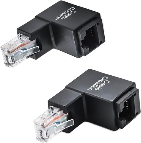 2 Pack Ethernet Adapter, CableCreation Cat5e/Cat6 Up Angle Ethernet Adapter, 90 Degree and 270 Degree RJ45/8P8C Ethernet Female to RJ45/8P8C Male Adapter
