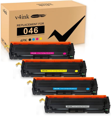 v4ink CRG-046 Compatible Toner Cartridge Replacement for Canon 046 046H Black Cyan Magenta Yellow Toner Set for Canon ImageClass MF733Cdw MF731Cdw MF735Cdw LBP654Cdw MF733 MF731 Printer