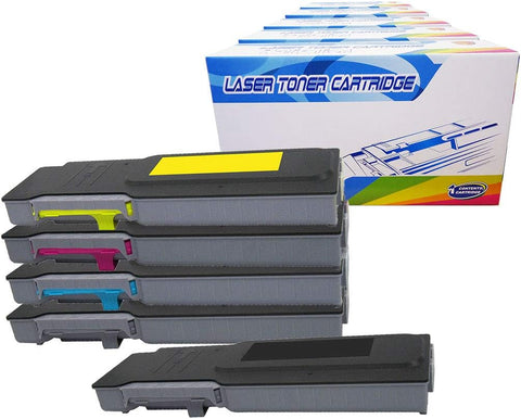 Inktoneram Compatible Toner Cartridges Replacement for Dell C2660dn C2665dnf High Yield 593-BBBU 593-BBBT 593-BBBS 593-BBBR ([2-Black,Cyan,Magenta,Yellow], 5-Pack)