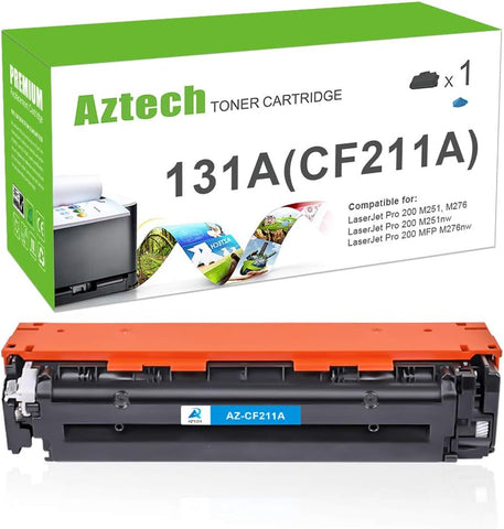 Aztech Compatible Toner Cartridge Replacement for HP 131X 131A CF211A for HP Pro 200 Color M251nw M251n MFP M276nw M276n Printer Ink (Cyan, 1-Pack)