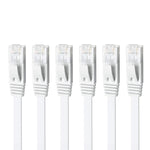 Yauhody CAT 6 Ethernet Cable 3ft 6-Pack White, High Speed Solid Flat CAT6 Gigabit Internet Network LAN Patch Cords, Bare Copper Snagless RJ45 Connector for Modem, Router, Computer (3ft 6 Pack, White)