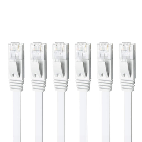 Yauhody CAT 6 Ethernet Cable 3ft 6-Pack White, High Speed Solid Flat CAT6 Gigabit Internet Network LAN Patch Cords, Bare Copper Snagless RJ45 Connector for Modem, Router, Computer (3ft 6 Pack, White)