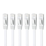 Yauhody CAT 6 Ethernet Cable 10ft 6-Pack White, High Speed Solid Flat CAT6 Gigabit Internet Network LAN Patch Cords, Bare Copper Snagless RJ45 Connector for Modem, Router, Computer (10ft 6Pack, White)