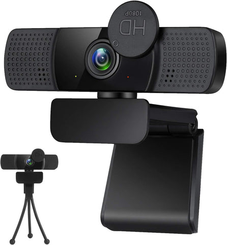 1080P Webcam with Dual Microphones, Privacy Cover and Tripod, Mersuii Computer USB Web Camera Plug and Play with 97° Wide View Angle for Video Calling, Live Streaming, Conference, Online Classes