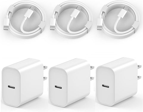iPhone 14 13 12 Fast Charger, 3 Pack [Apple MFi Certified] PD 20W USB C iPhone Charger Block with 6FT Type C to Lightning Fast Charging Cable Compatible for iPhone 14 13 12 Pro Max 11 XS XR X 8 iPad