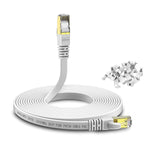Cat 8 Ethernet Cable 40ft KASIMO Cat8 Flat Internet LAN Cable 40Gbps 2000MHz High Speed Network Patch Cable White SSTP Ethernet Cord with RJ45 Gold Plated Connector for Router Modem Switch Gaming Xbox