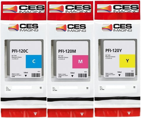 CES Imaging Replacement Canon PFI-120C PFI-120M PFI-120Y 3-Pack in Retail Package