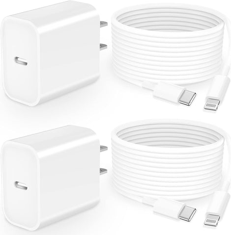 [Apple MFi Certified] iPhone 14 Pro Fast Charger, Eklasse 2Pack 20W PD USB-C Power Wall Charger with 2Pack 6FT Type-C to Lightning Quick Charge Cord for iPhone 14 13 12 11 Pro Max/XS/XR/X/iPad/AirPods