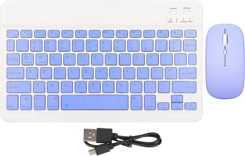 Wireless Keyboard and Mouse,Rechargeable Bluetooth Keyboard and Mouse Combo,Ultra Slim Portable Compact Wireless Mouse Keyboard Set for Windows, Laptop, PC(Purple)