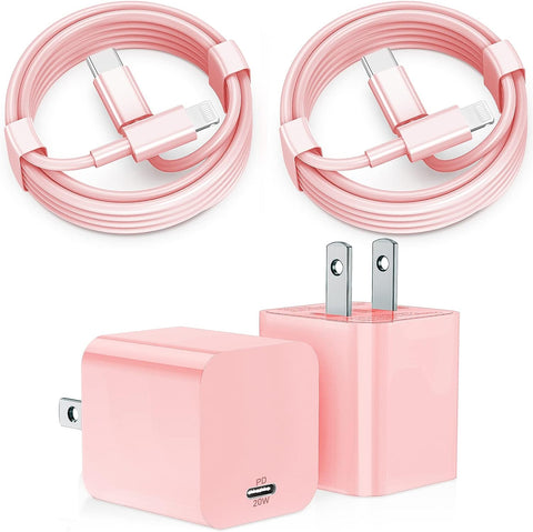iPhone 14 13 12 Fast Charger,?Apple MFi Certified? 2-Pack 20W Type C Fast Charger Block with 6FT 10FT USB C to Lightning Cable for iPhone 14 13 12 11 Pro Max Plus Mini XS XR X iPad AirPod?Pink?