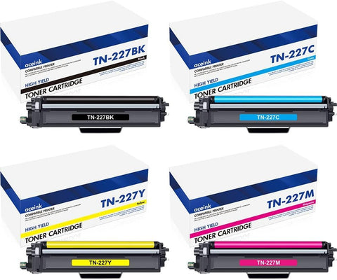 TN227 TN-227BK/C/M/Y High Yield Toner: Compatible for Brother 227 Toner Combo Pack Replacement for MFC-L3770CDW HL-L3270CDW HL-L3290CDW HL-L3210CW HL-L3230CDW MFC-L3710CW MFC-L3750CDW Printer(4-Pack