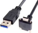 CY USB 3.1 Type-C Dual Screw Locking Down Up Angled to Standard USB3.0 Data Cable 90 Degree for Camera (300cm)