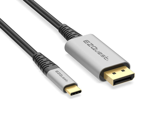 EZQuest USB-C to DisplayPort 4K 60Hz Cable (2.2 Meter/7.2 Foot), USB Type C to DP for Home & Office, Nylon Braided, Strain Relief and Strong Aluminum Connector – MacBook, Dell & Other Type C Devices