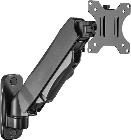 WALI Monitor Wall Mount, Computer Wall Mount Monitor Arm Fits 1 Screen up to 32 inch, Single Monitor Mount Holds up to 19.8lbs, Gas Spring Monitor Arm Max Extension 13.4 inch,(GSWM001S), Black