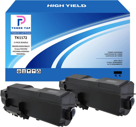 Toner Tap High Yield for Kyocera Ecosys M2540dw M2540d M2040dn M2640idw (2-Pack Bundle) TK-1172 1102RY2US0 1102S33NL0 Compatible Cartridge Replacements