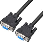 DTech DB9 RS232 Serial Cable Female to Female Null Modem Cord Cross TX RX line for Data Communication (15 Feet, Black)