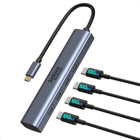 10Gbps USB C Hub, 4 Ports USB C Splitter for Laptop, USB C to USB C Hub Multiport Adapters for MacBook Pro/Air, iMac, Surface Pro, Chromebook, Dell, HP, iPad, Samsung,Etc(Not Support Charging/Monitor)
