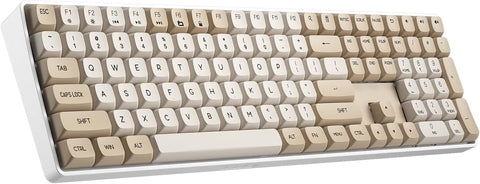Dark Flash D108 Wireless Keyboard, Wireless 96% Full Size PC Keyboard with Digital pad Yellow Shaft Switch Mechanical Gaming Keyboard 108 Keys Computer/Laptop (White)