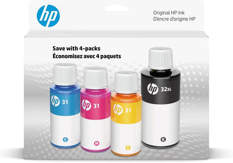 HP31 CMY/32XL Blk Bottled Ink Crtg 4-Pk