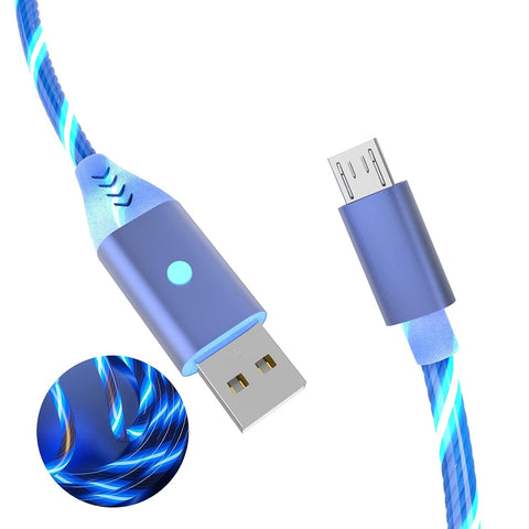 Micro USB Light Up Android Charging Cable with Switch,LED Light Up Fast Charging Data Sync Cord Compatible with Samsung Galaxy S7 Edge S6 S5 Note 5 4 LG G4 Stylo 3 PS4 Camera Xbox(Blue,4.9ft)