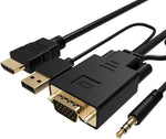 VCOM VGA to HDMI Cable 6Ft, VGA to HDMI Adapter with USB Power and Audio, 1080P@60Hz PC VGA Source Output to TV/Monitor with HDMI Connector, Male to Male for Computer Desktop Laptop Monitor Projector