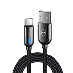 [Type-C] Power Off/On Smart LED Auto Disconnect 5FT Quick Charge Data Cable QC 3.0 Compatible with Samsung Galaxy S20,S10,S9,S8+,Google,Nexus 6P,LG,HTC & More List Below (Type C Black, 5FT/1.5M)