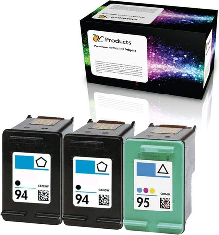 OCProducts Refilled Ink Cartridge Replacement for HP 94 and HP 95 for Officejet 150 100 H470 7410 7310 7210 Deskjet 460 PSC 1610 2355 (2 Black 1 Color)