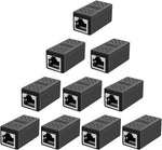 Ethernet Coupler RJ45 Coupler 8p8c Connector Ethernet Cable Extender Adapter for Cat7 Cat6 Cat5e Cat5 Connector in Line Coupler Female to Female (10PCS)