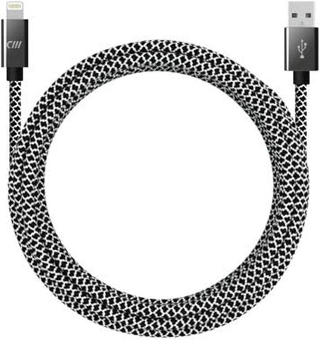 10ft Marbled Woven Lightning Cable - Black/White