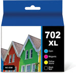 ICOMJET 702 702XL Ink Cartridges Combo Pack Replacement for Epson 702XL 702 T702 use with Workforce Pro WF-3720 WF-3730 WF-3733 Printer (Black, Cyan, Magenta, Yellow, 4 Packs)