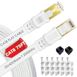 QIFGUO Cat 8 Ethernet Cable 75 ft Internet Network LAN Cable High Speed 2000Mhz 40Gbps RJ45 Cables for Gaming, Xbox, PS4, Modem, Router - Compatible for Cat7/Cat6e/Cat5e Network - White