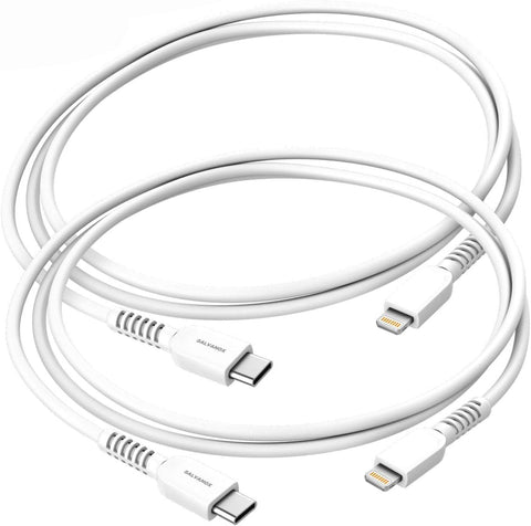 GALVANOX iPhone 12/13, iPhone 14 Charger Cables (USB C to Lightning) 2 Pack (3ft & 5ft) Apple MFi Certified Cords for iPhone 11/12/13/14 Pro Max (Supports PD Fast Charging) White