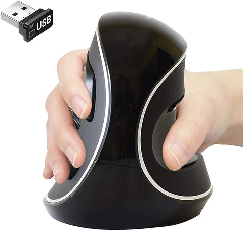 J-Tech Digital Wireless Ergonomic Vertical USB Mouse with Adjustable Sensitivity (600/1000/1600 DPI), Scroll Endurance, Removable Palm Rest & Thumb Buttons [V628P]