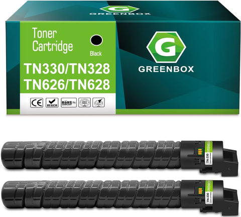 GREENBOX Compatible TN330 TN328K TN628 TN626K High Yield Toner Cartridge Replacement for Konica TN-330 for Minolta Bizhub C250i C300i C360i Bizhub 300i 360i 450i 550i Printer (2 Black, 25,000 Pages)