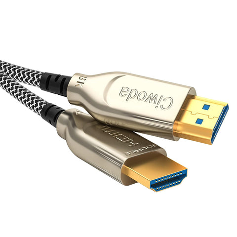 Ciwoda 8K Fiber Optic HDMI Cable 50ft, Nylon Braided Fiber HDMI 2.1 Cable Supports 8K@60Hz, 4K@120Hz, 48Gbps, eARC, HDR10, 4:4:4 Compatible with Apple TV / PS5 / RTX 3090/3080 and More