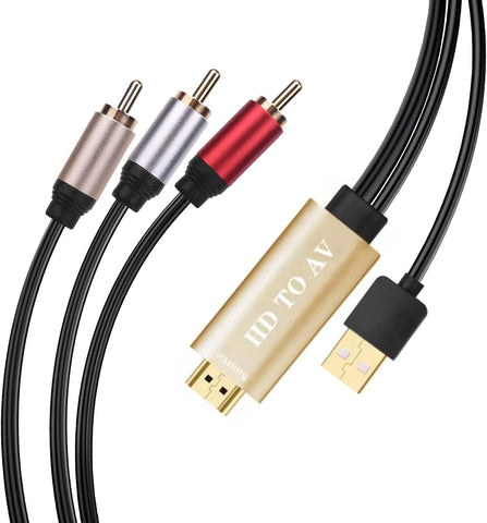 HDMI to RCA Cable, GRIKING 1080P HDMI to AV Adapter Cable,Supports Laptop, PS One, PS2, PS3, STB, Xbox, VHS, VCR, Blue-Ray DVD Players Etc(5.9 Feet)