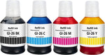 Compatible Refill Bottle Ink Replacement for Canon GI26 GI-26 Refill Pigment Ink Work for Canon PIXMA GX3020 GX4020 GX5020 GX6020 GX6021 GX7020 GX7021 Printers (4-Pack BK 135ml CMY 70ml)