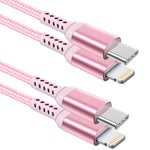 10FT 2pack Long iPhone USB-C to Lightning Cable [Apple MFi Certified] 20W 3A (max) USB C Power Delivery Fast Charge for iPhone 14 13 12 11 10 Max X XS XR 9 8, AirPods, iPad, Awnuwuy Charging Cord Pink