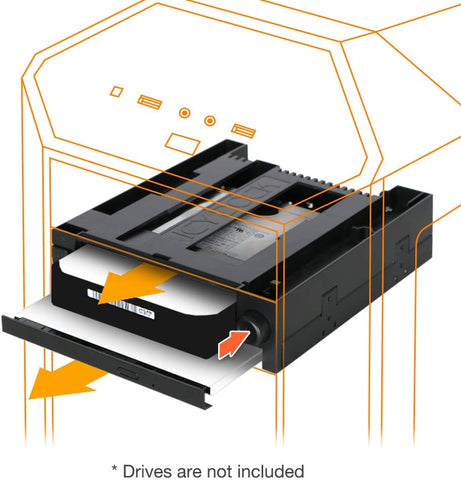 ICY DOCK Tool-Less 3.5” SATA HDD Mobile Rack and Ultra-Slim 9.5mm ODD Bay for External 5.25” Bay | DuoSwap MB971SPO-B (3.5" HDD + ODD)