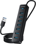 iDsonix 7 Prots USB Hub 3.0 [3.3Ft] USB Expander Hub 5Gbps USB Splitter Multiport Adapter, USB Hub Long Cable for PC, Laptop, Flash Drive, Mobile HDD, Windows/XPS, 1m