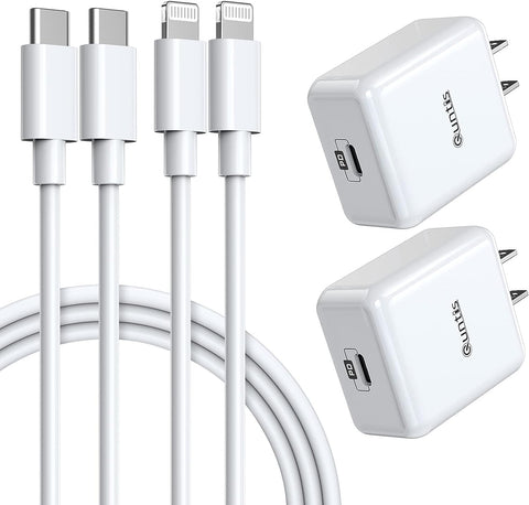 iPhone Super Fast Charger [Apple MFi Certified], Quntis 2Pack 20W iPhone High Speed Type C Rapid Charger Plug with 6FT C to Lightning Cable for iPhone 14 13 12 11 XS Pro Max XR iPad Pro AirPods, White