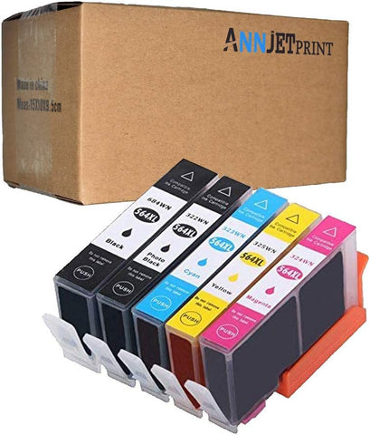 5 Pack Compatible Ink Cartridge Replacement for HP 564XL 564 for HP Photosmart 5520 6520 7520 5510 6510 7510 7525 B8550 HP Premium C309A C410A HP Officejet 4620 HP Deskjet 3520 (1BK 1PB 1C 1M 1Y)